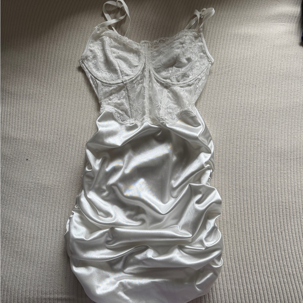 SHEIN White Lace and Satin Chemise
